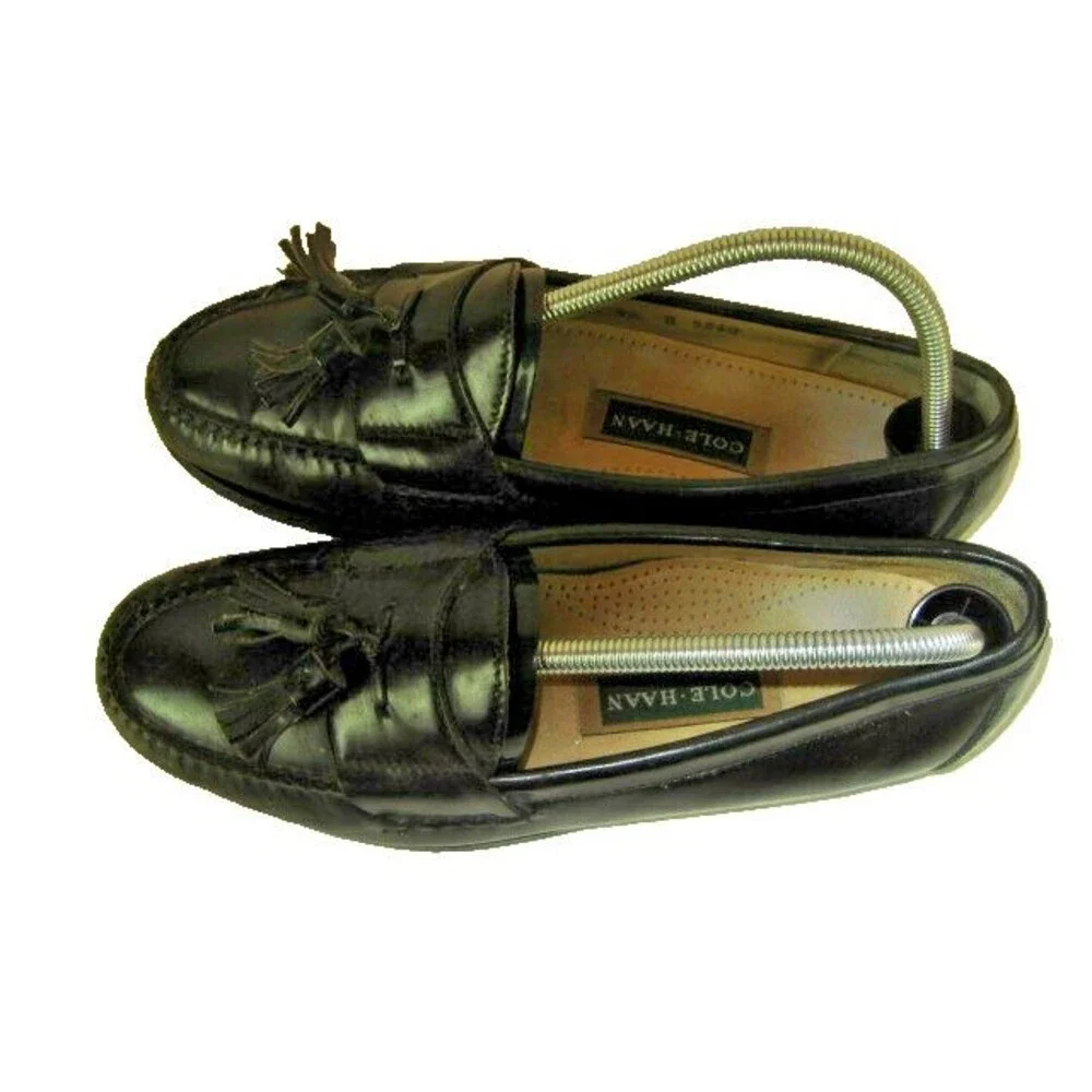 Mens Cole Haan Black Leather Tassel Loafers Shoes sz 9D